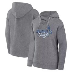 Женский пуловер с капюшоном Fanatics с логотипом Heather Grey Los Angeles Dodgers Script Favorite Fanatics