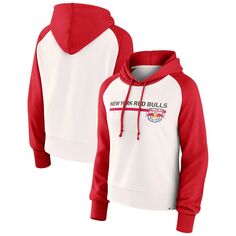 Женский флисовый пуловер с капюшоном Fanatics белого цвета с логотипом New York Red Bulls Free Kick реглан Fanatics