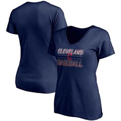 Женская футболка Fanatics темно-синего цвета с V-образным вырезом Cleveland Indians Compulsion to Win Fanatics