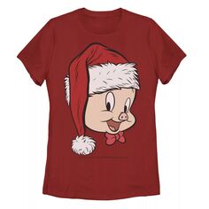 Рождественская футболка с изображением свиньи и свиньи Looney Tunes для юниоров, шляпа Санта-Клауса Licensed Character