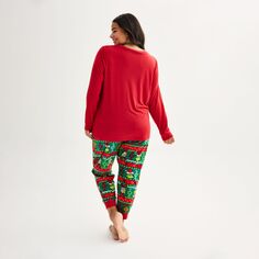 Пижамный комплект больших размеров для ваших семей Пижамный комплект с верхом и низом «Гринч, который украл Рождество» доктора Сьюза Licensed Character