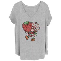 Детская футболка больших размеров с изображением клубники и песочного печенья, милая футболка с v-образным вырезом и графическим рисунком Licensed Character