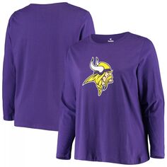 Женская фиолетовая футболка с длинным рукавом с логотипом Fanatics Minnesota Vikings размера плюс Fanatics