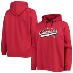 Женский брендовый пуловер с капюшоном Fanatics Cardinal Arizona Cardinals размера плюс, пуловер с капюшоном с регланами для первого контакта Fanatics