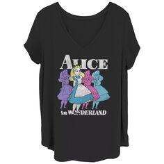 Детская футболка больших размеров Trippy Alice с V-образным вырезом Disney&apos;s Alice In Wonderland Licensed Character