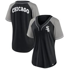 Женская футболка Fanatics с логотипом Black Chicago White Sox Ultimate Style реглан с v-образным вырезом Fanatics