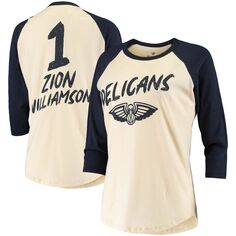 Женская футболка Fanatics с логотипом Zion Williamson Cream New Orleans Pelicans реглан с рукавами 3/4 Fanatics