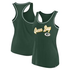 Женская топ на бретелях Fanatics зеленого цвета с логотипом Green Bay Packers и логотипом Racerback с овальным вырезом Fanatics