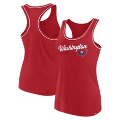 Женская красная майка Fanatics с фирменным логотипом Washington Capitals и логотипом Racerback с овальным вырезом Fanatics