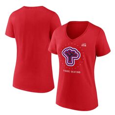 Женская красная футболка Fanatics с v-образным вырезом и логотипом сборной США по фигурному катанию Fanatics