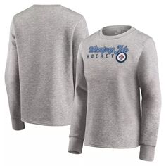 Женский серый пуловер с надписью Fanatics Winnipeg Jets Fan Favorite Script Fanatics