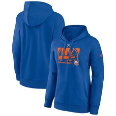 Женский пуловер с капюшоном и v-образным вырезом с логотипом Fanatics Royal New York Islanders Authentic Pro Core Collection Fanatics
