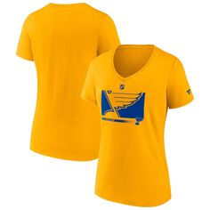 Женская футболка с v-образным вырезом и v-образным вырезом с логотипом Fanatics Gold St. Louis Blues Authentic Pro Core Collection Fanatics