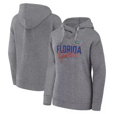 Женский пуловер с капюшоном Fanatics с логотипом Heather Grey Florida Gators Script Favorite Fanatics