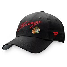 Женская черная фирменная регулируемая шляпа в стиле ретро с надписью Fanatics Chicago Blackhawks True Classic Fanatics