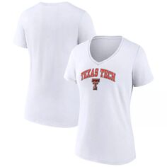 Женская белая футболка с v-образным вырезом и фирменным логотипом Fanatics Texas Tech Red Raiders Evergreen Campus Fanatics