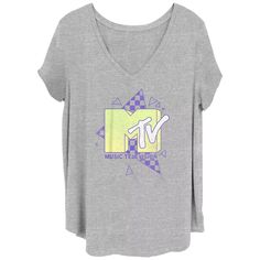 Детская футболка больших размеров с логотипом MTV 90-х и V-образным вырезом с рисунком Licensed Character