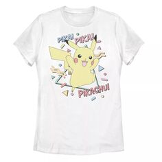Футболка с винтажным фоном и графическим рисунком для подростков Pokemon Happy Pikachu Pokemon Pokémon