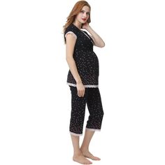 Пижамный топ для кормящих мам Pokkori с кружевным акцентом и пижамный комплект-капри Pokkori