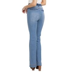 Женские двухцветные расклешенные джинсы с высокой талией PTCL PTCL