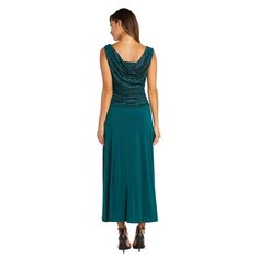 Женское длинное платье из жаккардовой вязки и джерси R&amp;M Richards с блестками и лифом со сборками R&amp;M Richards, темно-синий