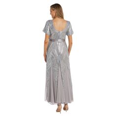 Женское платье R&amp;M Richards с вышивкой и поясом R&amp;M Richards, серебряный