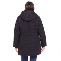Стеганое длинное пальто с капюшоном и капюшоном размера плюс Weathercast, черный