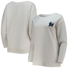 Женский стеганый пуловер Concepts Sport белый/кремовый Miami Marlins Unbranded