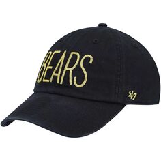 Женская регулируемая шляпа с блестками и текстом &apos;47 Chicago Bears Black Chicago Bears Unbranded