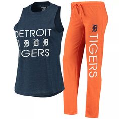 Женский спортивный комплект Concepts Sport оранжевый/темно-синий Detroit Tigers Meter Muscle Майка и брюки для сна Unbranded