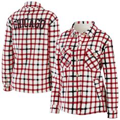 Женская одежда Erin Эндрюс Овсяная куртка-рубашка на пуговицах в клетку Chicago Bulls Unbranded