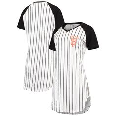 Женская ночная рубашка Concepts Sport белая/черная San Francisco Giants Vigor в тонкую полоску реглан с v-образным вырезом Unbranded