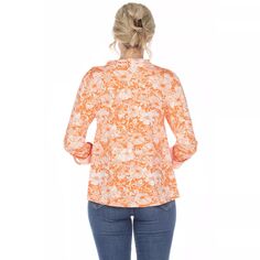 Женская плиссированная блузка с цветочным принтом белого цвета White Mark, оранжевый