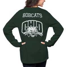 Женская футболка Pressbox Green Ohio Bobcats The Big Shirt оверсайз с длинным рукавом Unbranded