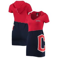Женское платье с капюшоном красного/темно-синего цвета Cleveland Guardians Unbranded