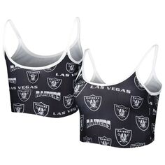 Женский спортивный бюстгальтер Concepts Sport черно-белый Las Vegas Raiders Breakthrough Allover Knit Sports Bra Unbranded