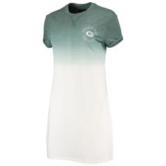 Женское платье-футболка зеленого/белого цвета с омбре зеленого/белого оттенка Green Bay Packers с эффектом омбре Unbranded
