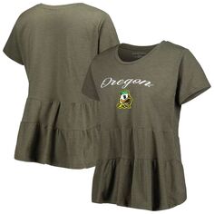 Женская зеленая футболка с оборками внизу Oregon Ducks Willow Unbranded