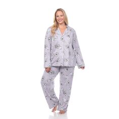 Пижамный комплект больших размеров с длинными рукавами и цветочным принтом WM Fashion
