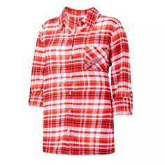 Женская фланелевая ночная рубашка на пуговицах с рукавом три четверти, женская, красная, Detroit Red Wings Mainstay Unbranded