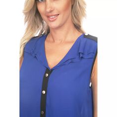 Женская шифоновая блузка без рукавов на пуговицах WM Fashion, синий