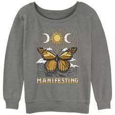 Пуловер с напуском из махрового материала Manifesting And Monarch Butterfly для юниоров Unbranded