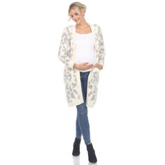 Пальто из шерпы с открытым передом и леопардовым принтом для беременных WM Fashion