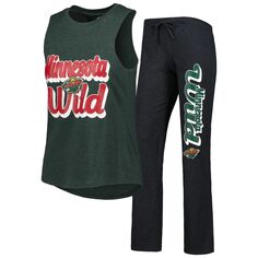 Женский спортивный комплект из топа и брюк на бретельках на бретельках и брюках для женщин Concepts, зеленый/черный Хизер, Minnesota Wild Meter Unbranded