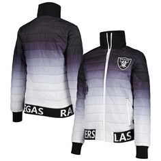Женская куртка-пуховик с молнией во всю длину The Wild Collective черного/серебристого цвета Las Vegas Raiders Unbranded