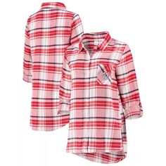 Женская фланелевая ночная рубашка Concepts Sport красного/темно-синего цвета Washington Nationals Accolade Unbranded