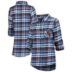 Женская спортивная темно-синяя/оранжевая ночная рубашка Chicago Bears Mainstay из фланелевой ткани с длинными рукавами и застежкой на все пуговицы Unbranded