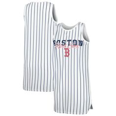 Женская спортивная белая ночная рубашка без рукавов в тонкую полоску Boston Red Sox Reel Sox Unbranded