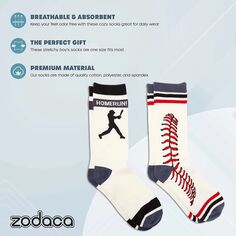 Носки для бейсбольной команды для мужчин и женщин, новые носки (один размер, 2 пары) Zodaca