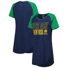 Женская ночная рубашка Concepts Sport Heather темно-синего/зеленого цвета Notre Dame Fighting Irish реглан с v-образным вырезом Unbranded